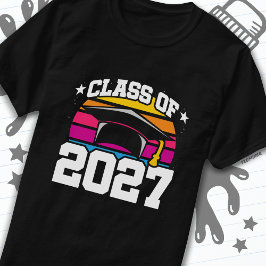 Senior 2027 Klasse van 2027 Afstuderen Retro Sunse T-shirt