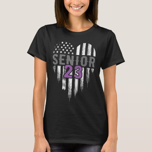 Senior 23 2023 Afstuderen Afstuderen Amerikaanse v T-shirt (Voorkant)