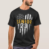 Senior 23 2023 Afstuderen Afstuderen Amerikaanse v T-shirt (Voorkant)