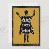 Senior Afgestudeerde Silhouet Goud Feest Vieren Kaart (Voorkant)