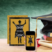 Senior Afgestudeerde Silhouet Goud Feest Vieren Kaart