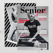 Senior Afstudeerder Modern Magazine Hoesje Aankond Kaart (Voorkant / Achterkant)