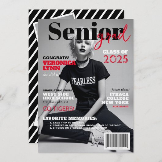 Senior Afstudeerder Modern Magazine Hoesje Aankond Kaart (Voorkant / Achterkant)