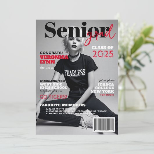 Senior Afstudeerder Modern Magazine Hoesje Aankond Kaart (Staand voorkant)