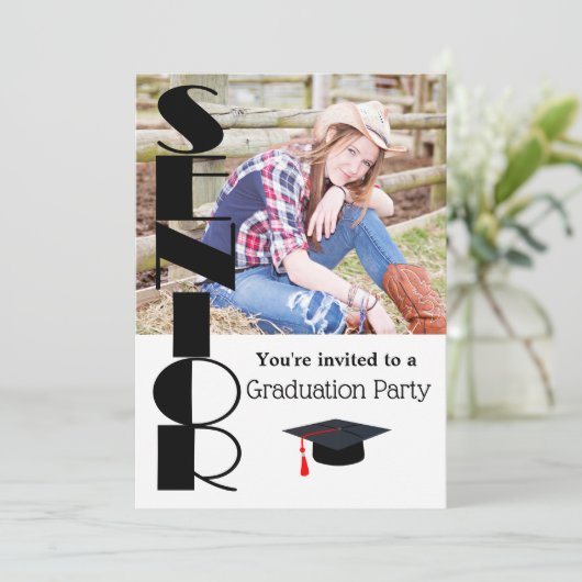 Senior afstudeerfeest kaart (Staand voorkant)