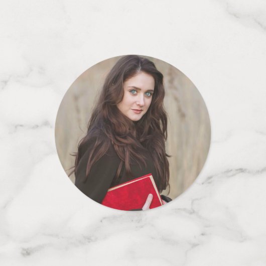 Senior Afstuderen Block Letter Foto Confetti (Kleine voorkant)