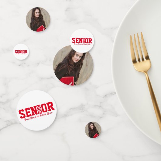 Senior Afstuderen Block Letter Foto Confetti (Groep)