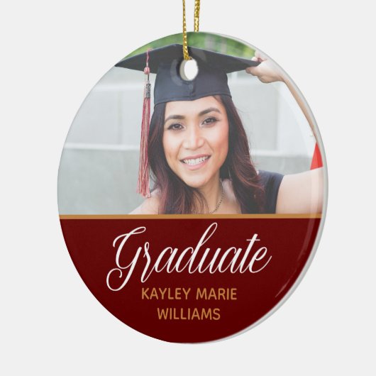 Senior Afstuderen Foto Red Gold Afstuderen Keepomw Keramisch Ornament (Links)