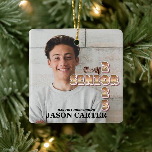Senior Afstuderen Klasse van 2025 Afstuderen Foto Keramisch Ornament (Boom)