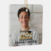 Senior Afstuderen Klasse van 2025 Afstuderen Foto Keramisch Ornament (Rechts)