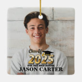 Senior Afstuderen Klasse van 2025 Afstuderen Foto Keramisch Ornament (Achterkant)