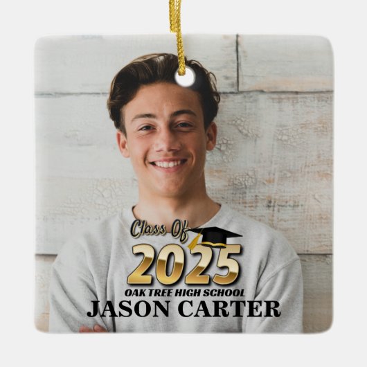 Senior Afstuderen Klasse van 2025 Afstuderen Foto Keramisch Ornament (Voorkant)