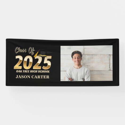 Senior Afstuderen Klasse van 2025 Afstuderen Foto Spandoek (Horizontaal)