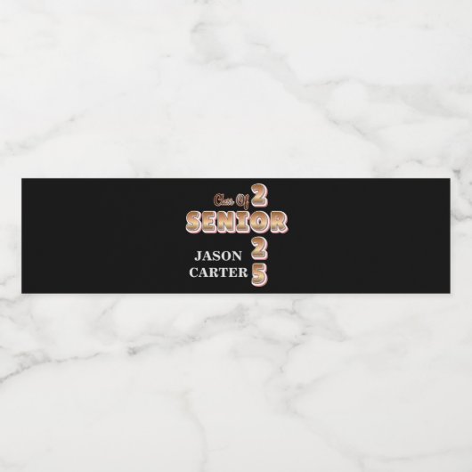 Senior Afstuderen Klasse van 2025 Graduation Party Waterfles Etiket (Enkel label)