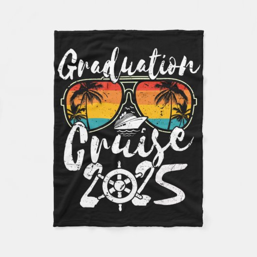 Senior Afstuderen Reiscruise 2025 Retro Scheepsond Fleece Deken (Voorkant)