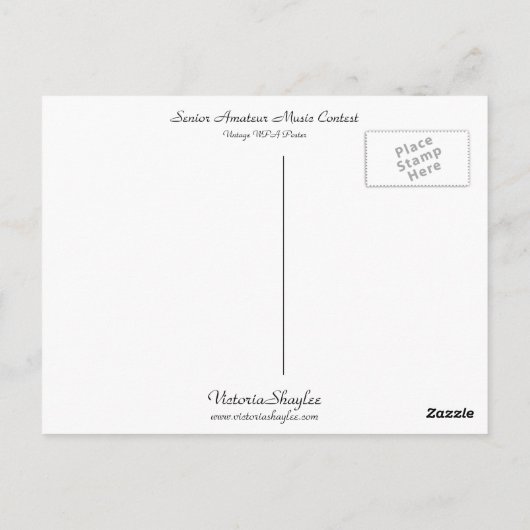 Senior Amateur Music Contest Briefkaart (Achterkant)