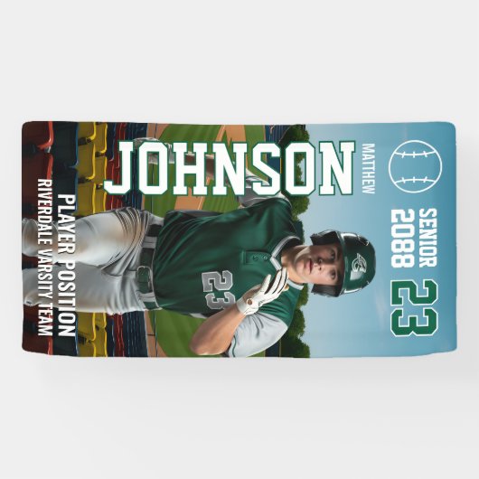 Senior Baseball Player School Team Sports Photo Spandoek (Horizontaal)