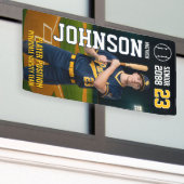 Senior Baseball Team Player Custom Portrait Photo Spandoek (Buitenkant Gebouw)