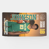 Senior Basketbal Aangepaste Sjabloon Foto Sport Spandoek (Horizontaal)