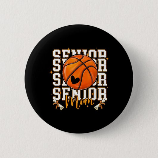 Senior Basketbal Moeder 2026 Grappig Basketbal Afs Ronde Button 5,7 Cm (Voorkant)