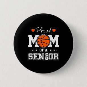 Senior Basketbal Moeder Klas 2026 Grafische Kunst Ronde Button 5,7 Cm