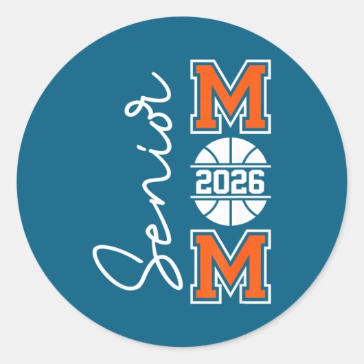 Senior Basketbal Moeder Klas 2026 Ronde Sticker (Voorkant)