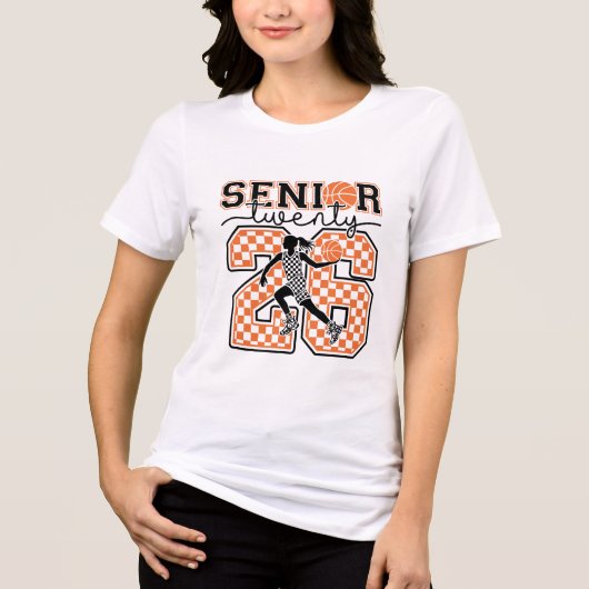 Senior Basketball 2026 Checkerboard Twenty Six  Tri-Blend Shirt (Voorkant)