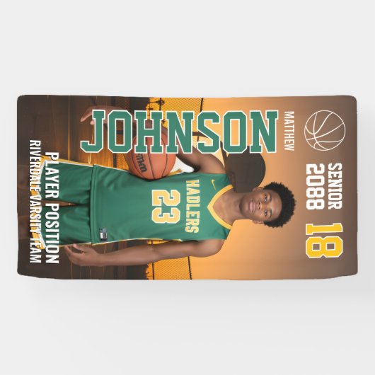 Senior Basketball Custom Template Photo Sports Spandoek (Horizontaal)