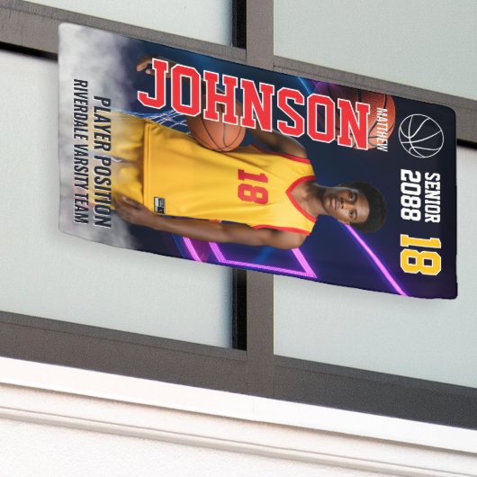 Senior Basketball Personalized Photo Sports Spandoek (Buitenkant Gebouw)