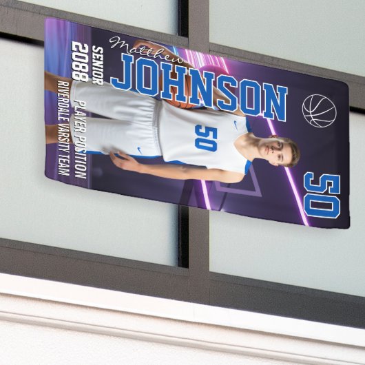Senior Basketball Player Custom Sports Photo Spandoek (Buitenkant Gebouw)