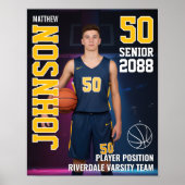 Senior Basketball Player Sports Team Photo Poster (Voorkant)