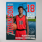 Senior Basketball Player Team Photo Gift Sports Poster (Voorkant)