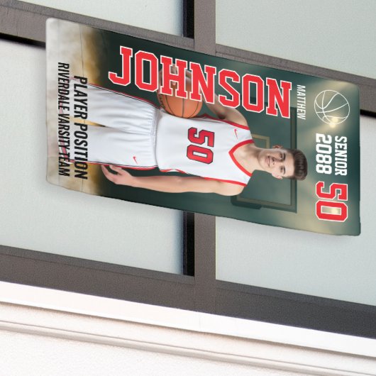 Senior Basketball Team Player Sports Photo Spandoek (Buitenkant Gebouw)