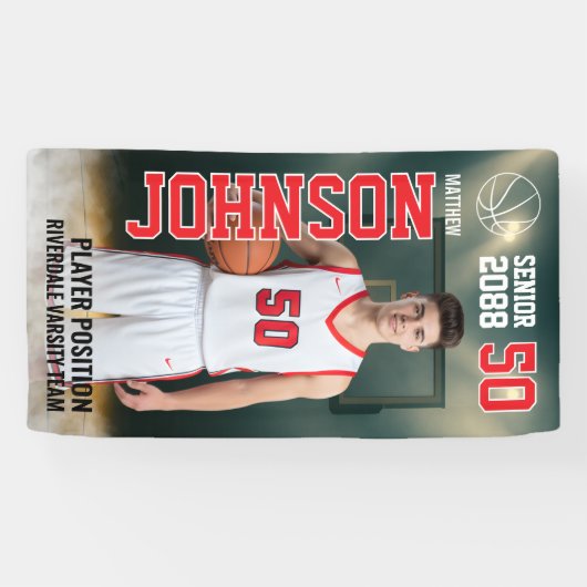 Senior Basketball Team Player Sports Photo Spandoek (Horizontaal)