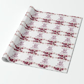 Senior Birthday Party Floral Burgundy Cadeaupapier (Uitgerold)