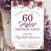 Senior Birthday Party Floral Burgundy Kaart