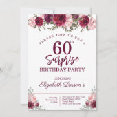 Senior Birthday Party Floral Burgundy Kaart (Voorkant)