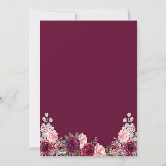 Senior Birthday Party Floral Burgundy Kaart (Achterkant)