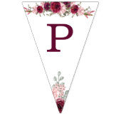 Senior Birthday Party Floral Burgundy Vlaggetjes (Derde vlag)