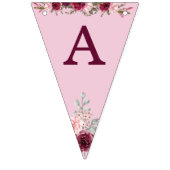 Senior Birthday Party Floral Burgundy Vlaggetjes (Tweede vlag)