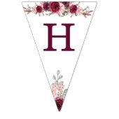 Senior Birthday Party Floral Burgundy Vlaggetjes (Eerste vlag)