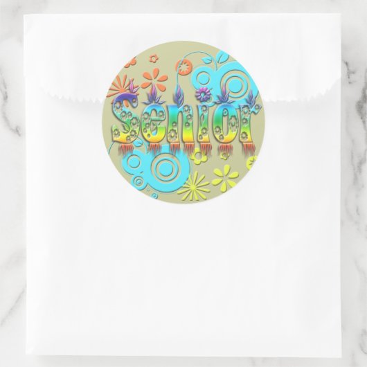 Senior - Bloemen Ronde Sticker (Tas)
