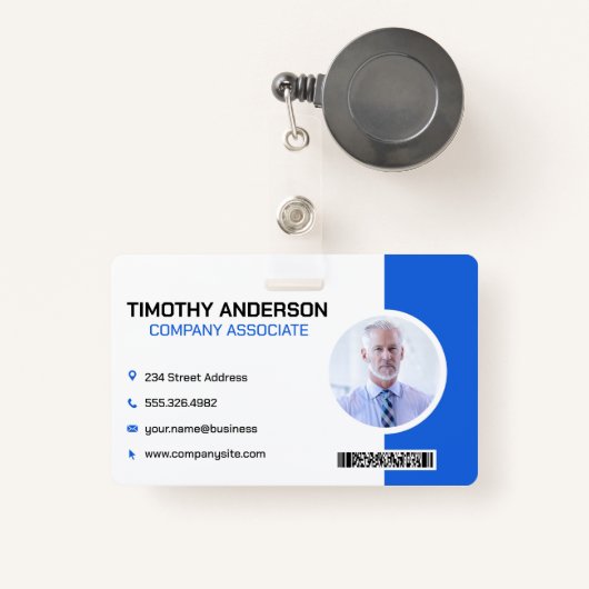 Senior Business Man | Streepjescode Badge (Voorkant met intrekbare)