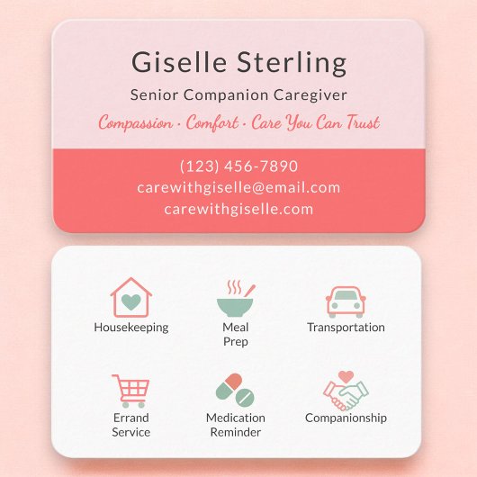 Senior Care Companion Professional Caregiver Visitekaartje