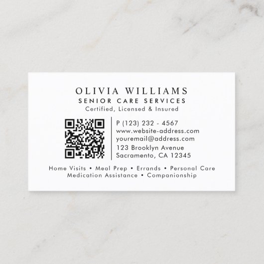 Senior Care Services Zorgverlener Zwart & Goud Visitekaartje (Achterkant)