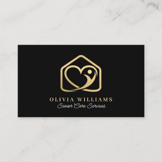 Senior Care Services Zorgverlener Zwart & Goud Visitekaartje (Voorkant)