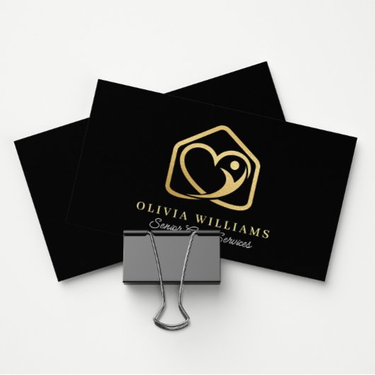 Senior Care Services Zorgverlener Zwart & Goud Visitekaartje