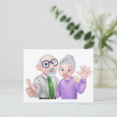 Senior Cartoon Couple Briefkaart (Staand voorkant)