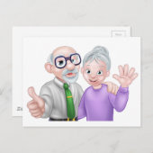 Senior Cartoon Couple Briefkaart (Voorkant / Achterkant)