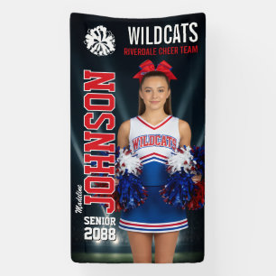 Senior Cheer Aangepaste Cheerleading Team Foto Spandoek